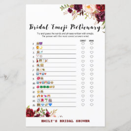 バーガンディーガーデンブライダルシャワーゲームプリント