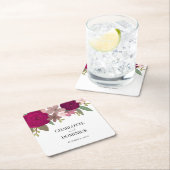 バーガンディーガーデン結婚フラワーズ スクエアペーパーコースター (インサイチュ)