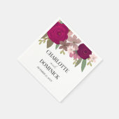 バーガンディーガーデン結婚フラワーズ スタンダードカクテルナプキン (角)