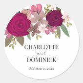 バーガンディーガーデン結婚フラワーズ ラウンドシール (正面)