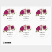 バーガンディーガーデン結婚フラワーズ ラウンドシール (シート)