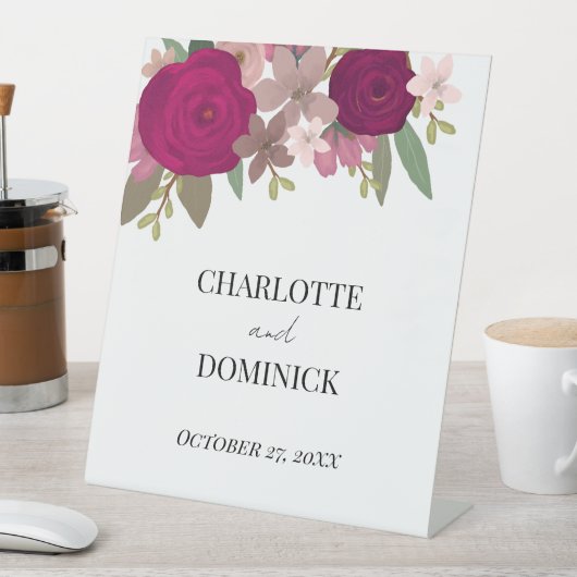 バーガンディーガーデン結婚フラワーズ 台座サイン (インサイチュ)