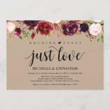 バーガンディークラフトフラワーロマンチックエロープメントレセプション招待状