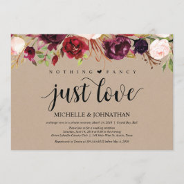 バーガンディークラフトフラワーロマンチックエロープメントレセプション招待状 招待状