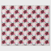 バーガンディークリスマスポインセチア水彩 ラッピングペーパー (フラット)