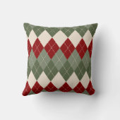 バーガンディークリスマスレッドグリーンベージュパターン クッション (裏面)