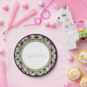 バーガンディーグリーンとブラック ペーパープレート (パーティー)