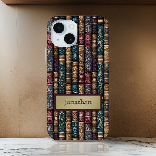 バーガンディーグリーンアンティークブックカバーモノグラム Case-Mate iPhoneケース