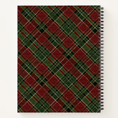 バーガンディーグリーンプレイドクリスマスホリデーモノグラム ノートブック (裏面)