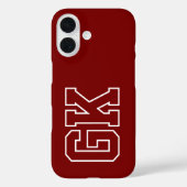 バーガンディーグリーンモノグラムイニシャル大学風 Case-Mate iPhoneケース (裏面)