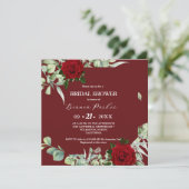 バーガンディーグリーンリースクエアブライダルシャワー 招待状 (スタンド正面)
