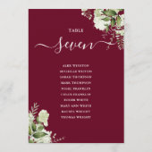 バーガンディーグリーン シーティングプラン テーブルナンバー (裏面)