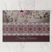 バーガンディーグレーとピンクの大きな涙のランチョンマット ペーパーパッド (正面)