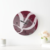 バーガンディーグレーホワイト芸術的&ブラックウォーター色 ラージ壁時計 (ホーム)