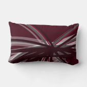 バーガンディーグレー&ホワイト芸術的抽象芸術リボン ランバークッション (裏面)