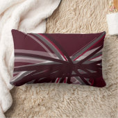 バーガンディーグレー&ホワイト芸術的抽象芸術リボン ランバークッション (ブランケット)