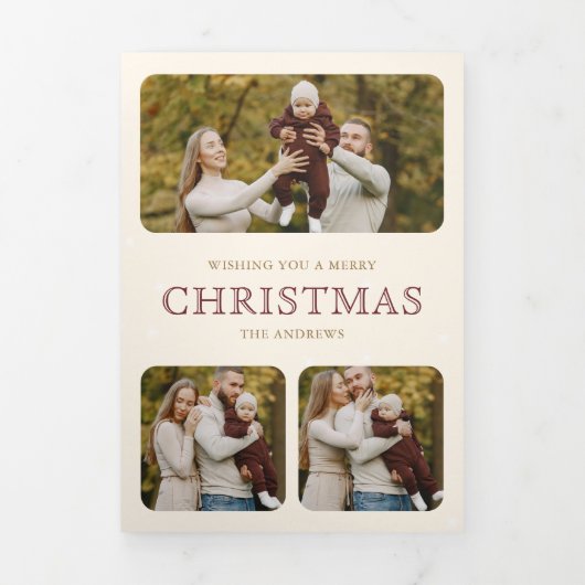 バーガンディーコケットボウクリスマストイストショップ写真 三つ折りクリスマスカード (カバー)