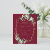 バーガンディーコーン緑金ゴールド結婚式招待状 (スタンド正面)