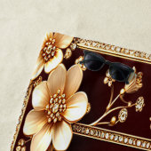 バーガンディーゴールデンフラワーズビーチタオル ビーチタオル (インサイチュ)