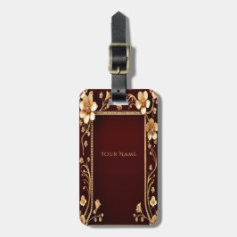 バーガンディーゴールデンフラワーズラゲッジタグ ラゲッジタグ