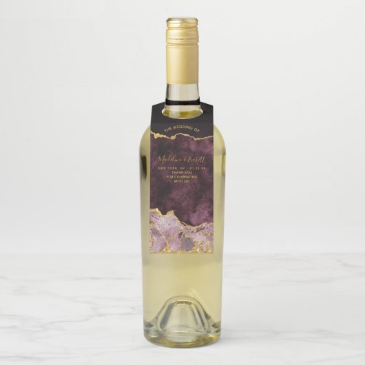 バーガンディーゴールドフォイルマーブルアゲ結婚ートの感謝 ボトルネックタグ (ボトル)