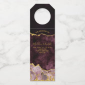 バーガンディーゴールドフォイルマーブルアゲ結婚ートの感謝 ボトルネックタグ (正面)