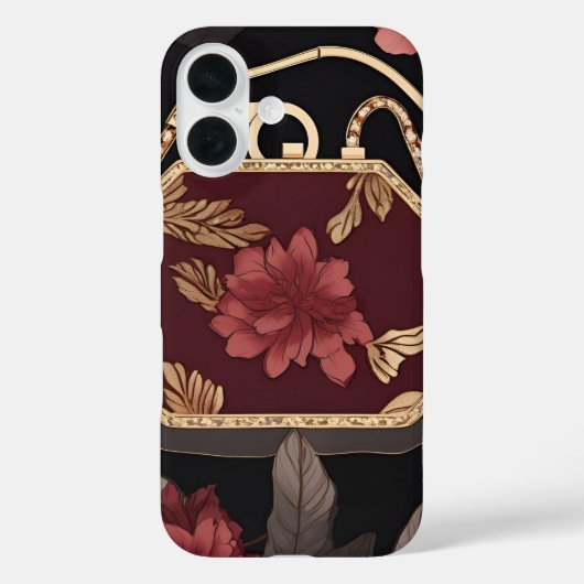 バーガンディーゴールドAIアート Case-Mate iPhoneケース (裏面)