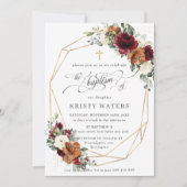 バーガンディーサビフローラ緑バプテスジオメトリック 招待状 (正面)