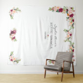 バーガンディーサフラン花のウェディングシャワー フォトブース タペストリー (インサイチュ(横))