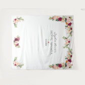 バーガンディーサフラン花のウェディングシャワー フォトブース タペストリー (正面(横))