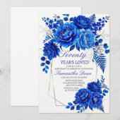 バーガンディーサプライズ フラワーパーティ 70歳の誕生日パーティ 招待状 (正面/裏面)