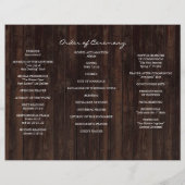 バーガンディーサンフラワーズウッドトリフォールド結婚式 プログラム チラシ (裏面)