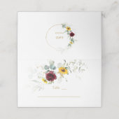 バーガンディーサンフラワーズエアリー緑のテーブル番号 プレイスカード (外部開封)