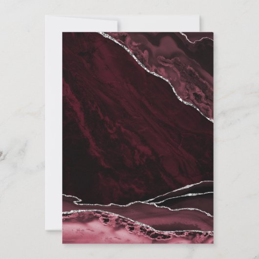 バーガンディーシルバーアガテ大理石21歳の誕生日 招待状 (裏面)