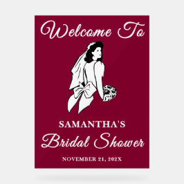 バーガンディースクリプト秋ブライダルシャワーへようこそ アクリルサイン