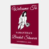 バーガンディースクリプト秋ブライダルシャワーへようこそ アクリルサイン (傾斜)