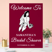 バーガンディースクリプト秋ブライダルシャワーへようこそ アクリルサイン (ウェディング)