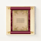 バーガンディースクロールフォトバジェットキンセアニラゲスト ノートブック (裏面)