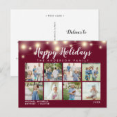 バーガンディーストリングライトフォトコラージホリデー ポストカード (正面/裏面)