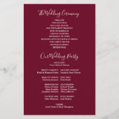 バーガンディーストリングライト結婚式 プログラム (裏面)