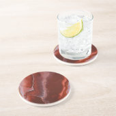 バーガンディーストーンマーブルレッド抽象芸術流動的アート コースター (側面)