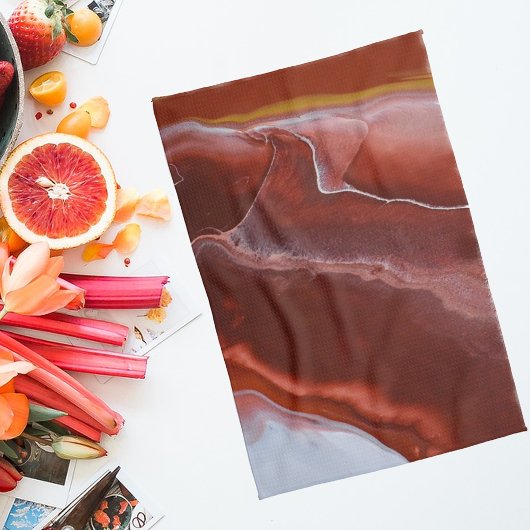 バーガンディーストーン大理石レッド抽象芸術流体キッチン キッチンタオル