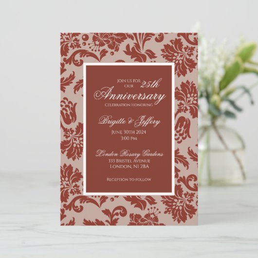 バーガンディーダマスクアニバーサリー招待状 招待状 (スタンド正面)