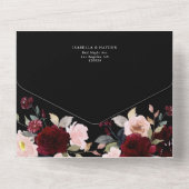 バーガンディーダークムーディーズフローラブラックエレガントな結婚式 オールインワン招待状 (裏面)