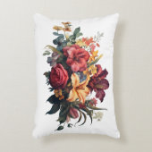 バーガンディーダークレッドピーチヴィンテージフローラ緑 アクセントクッション (正面(垂直))