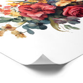 バーガンディーダークレッドピーチヴィンテージフローラ緑 ポスター (角)