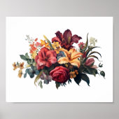 バーガンディーダークレッドピーチヴィンテージフローラ緑 ポスター (正面)