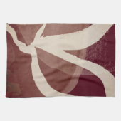 バーガンディーチェスナット&クリーム抽象芸術水彩 キッチンタオル (横)