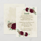 バーガンディーチャページフラワーウェディングディテール エンクロージャーカード (正面/裏面)