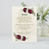 バーガンディーチャページフラワーウェディングディテール エンクロージャーカード (スタンド正面)